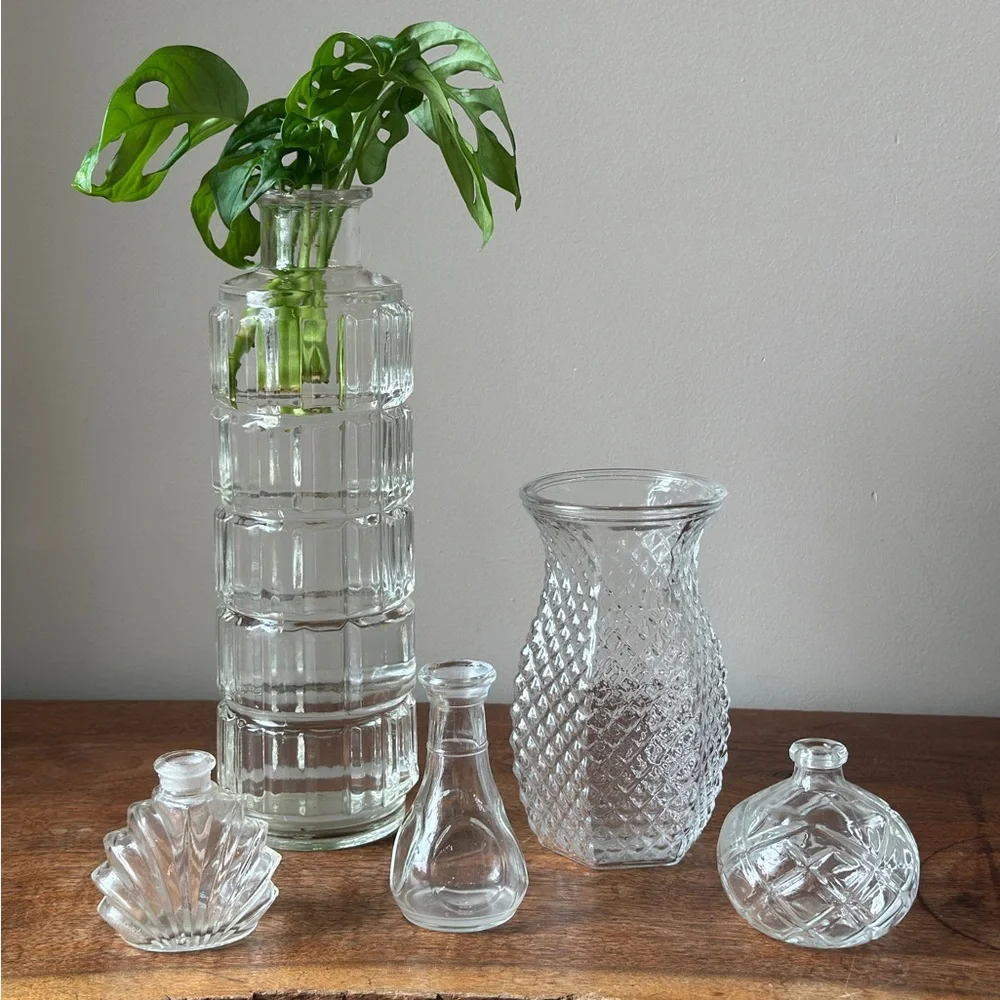 Vintage Mini Glass Vase Plant Propagation Jar Mini Collectible Decor MCM